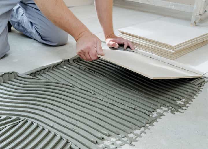 Fresh bathroom tile being installed in Annapolis, MD.